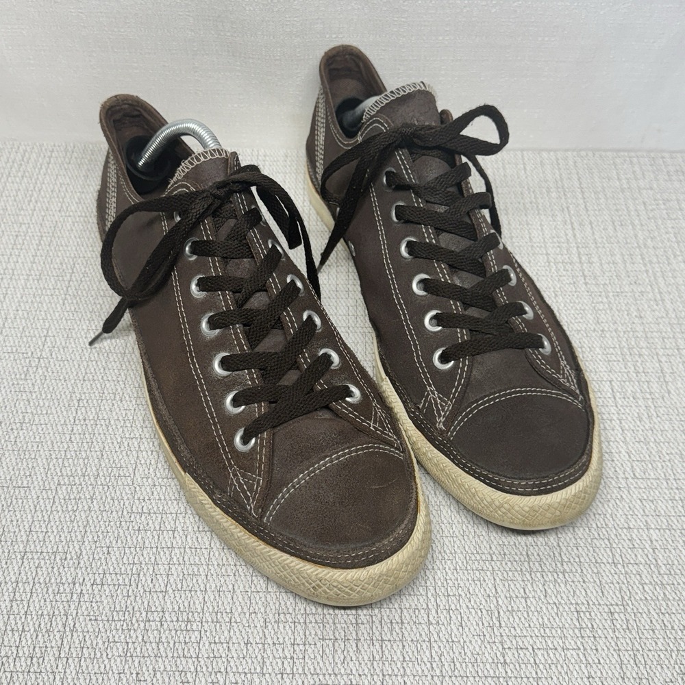 Converse All Star Sneakers M 11 / W 13 Brown Leather Contrast Stitching 132479C